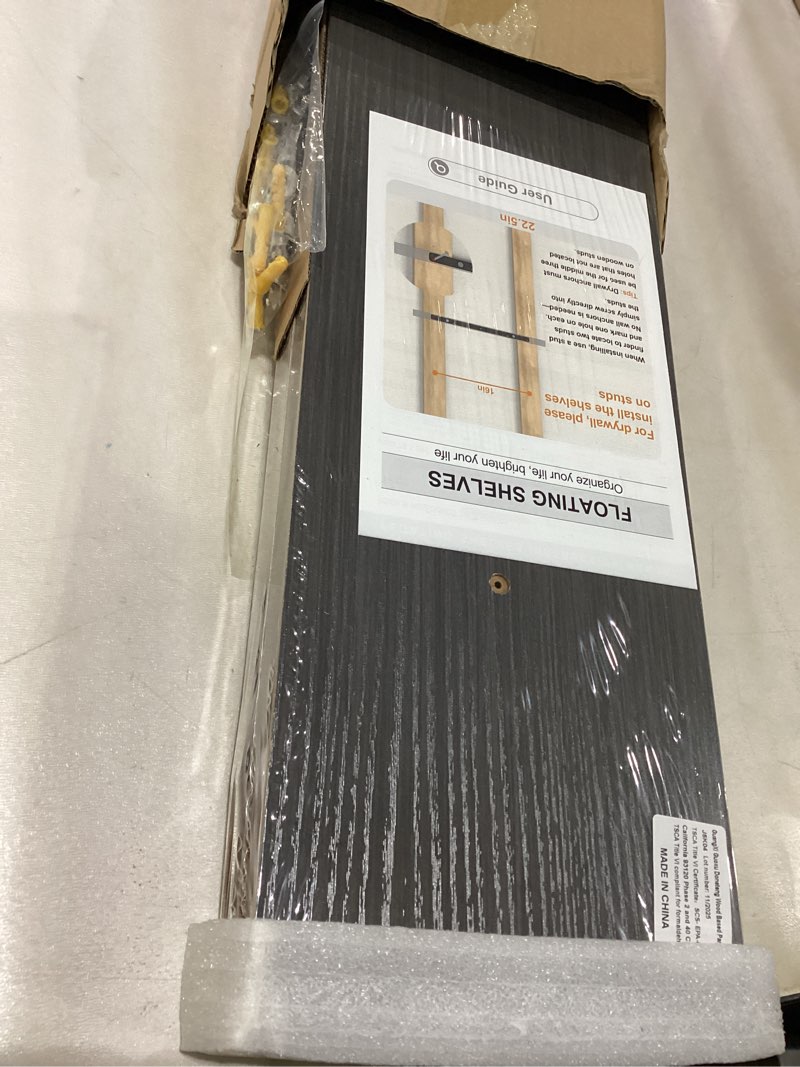 Condition photo showing New/Like New for BAYKA Floating Shelves Grey, 22.5 inches Rustic Wood Wall Mounted Shelves for Bathroom, Bedroom, Living Room, Kitchen, Hanging Shelf for Books/Storage/Decor (Gray,Set of 2) D. Grey - Industrial Edge Style 22.5inches