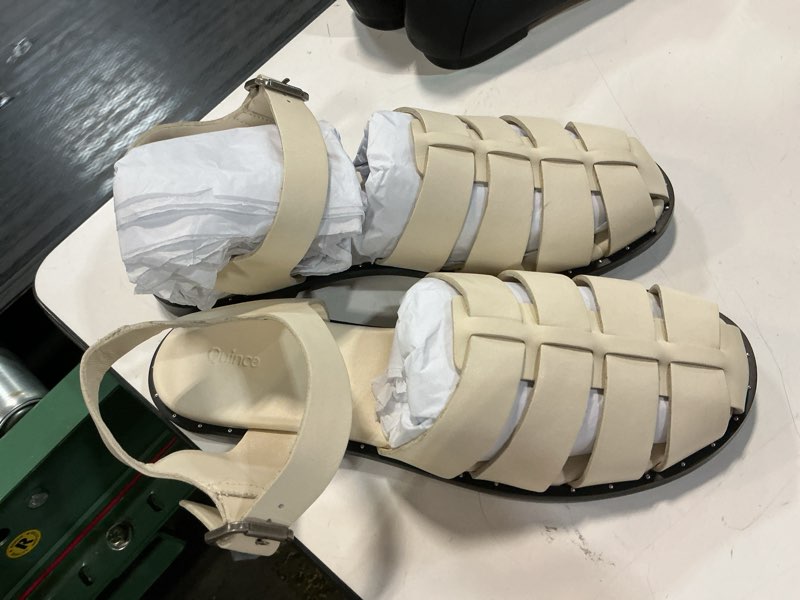 Condition photo showing Good Condition for italian leather fisherman sandal size 10  bone  