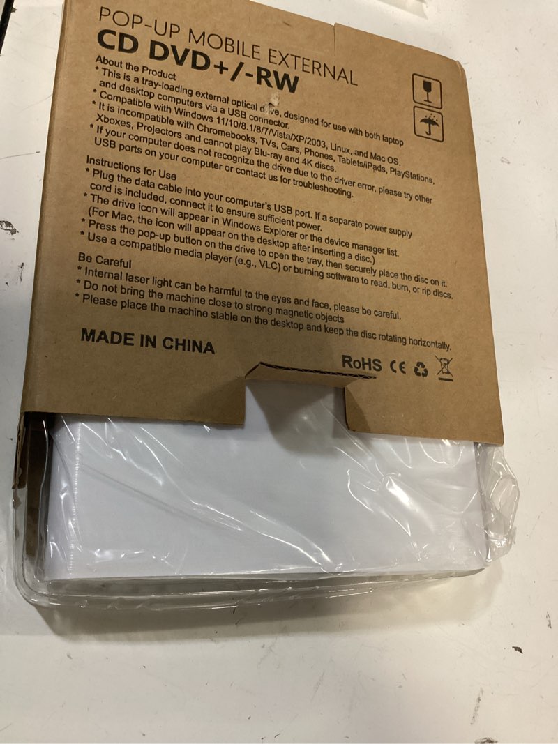 Condition photo showing New/Like New for haiway external dvd drive, usb 3.0 type-c cd burner portable cd dvd +/-rw optical drive slim cd dvd rom rewriter cd/dvd player writer reader for laptop desktop macbook pc windows linux mac os (white) usb 3.0 usb-a & usb-c wh