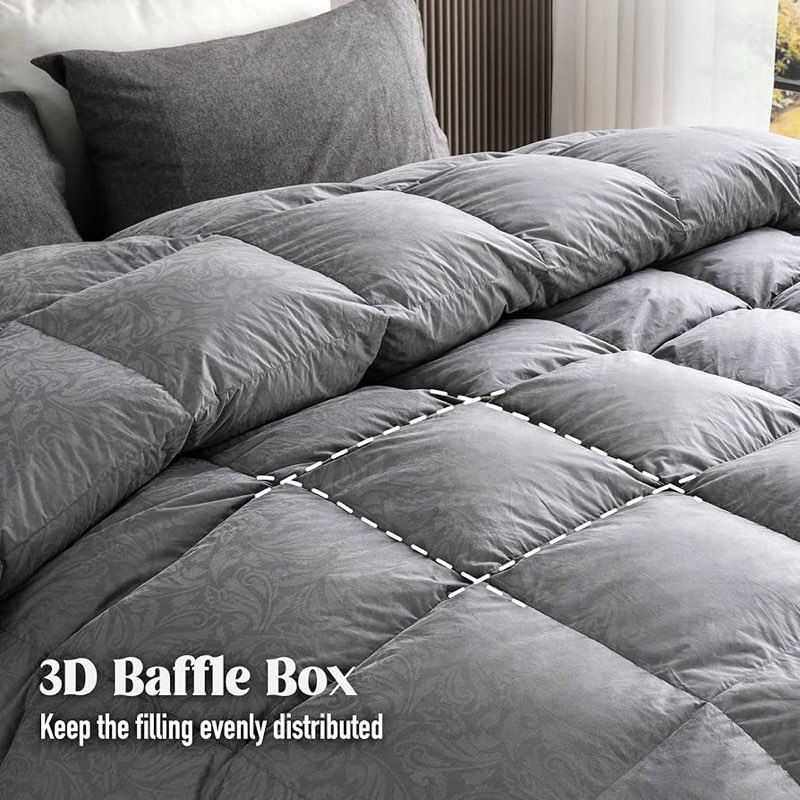 DAICO Goose Feather Down Comforter Oversized King Size, All Season Luxury Hotel Fluffy Duvet Insert,