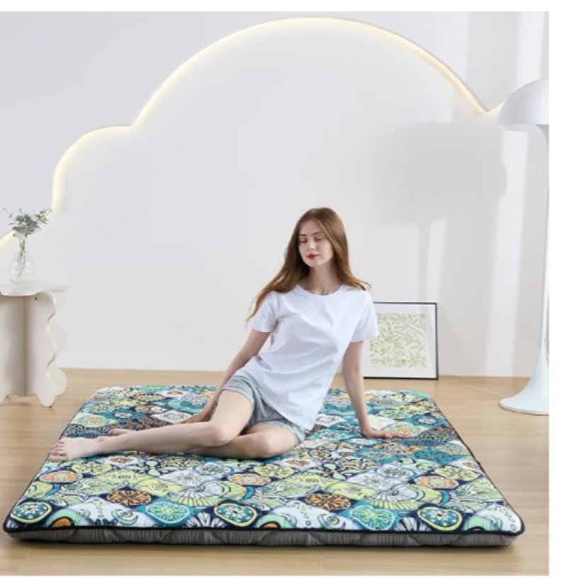 Japanese Floor Mattress Full, Anti-Slip Japanese Futon Foldable Tatami Mat for Guests, B multicolor80\"L x 54\"W? A ( Multicolor)