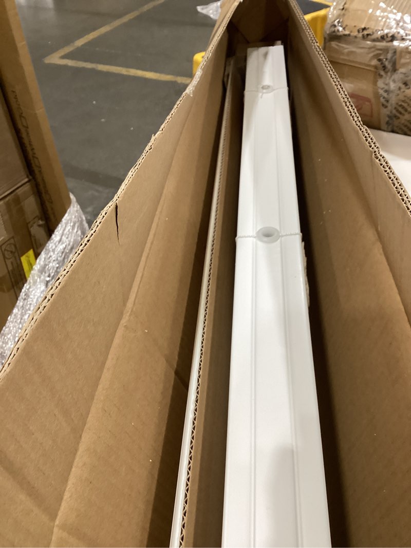 Condition photo showing Good Condition for lotus & windoware cordless, 2 inch faux wood room darkening blind, 31" wide x 64" long, embossed, bright white