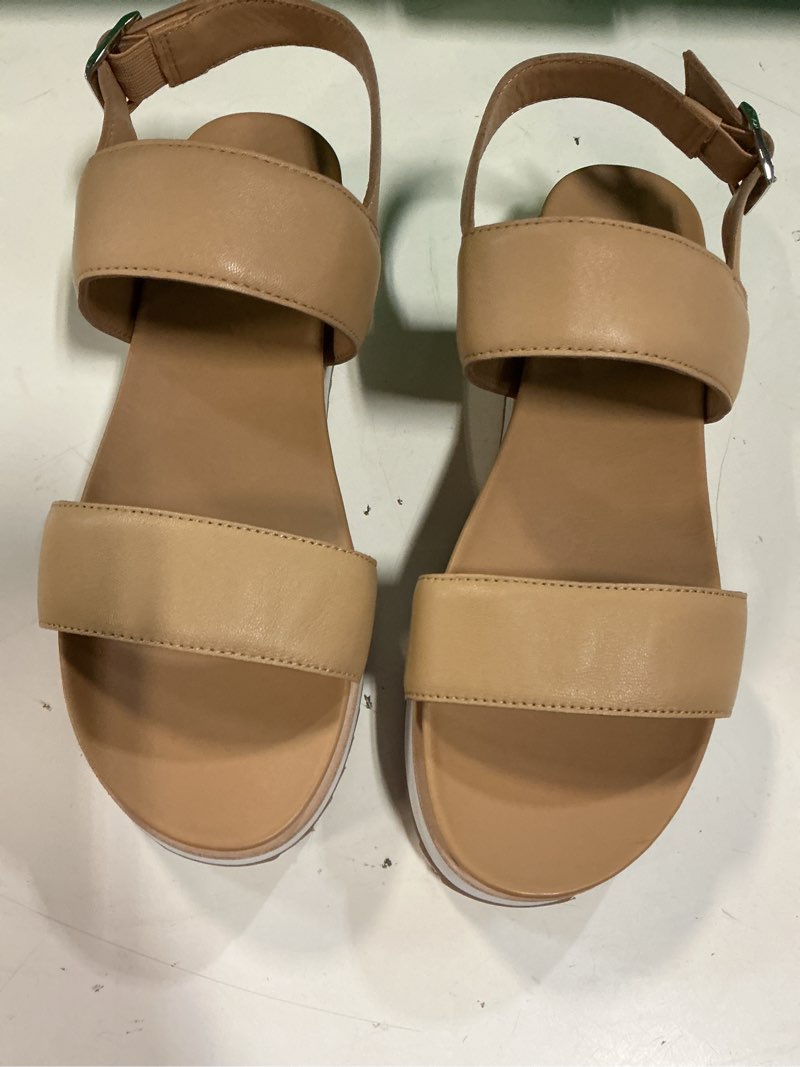 Condition photo showing As Is for italian leather platform sandal size unknow