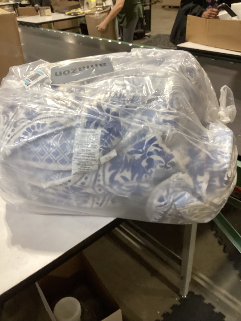 Condition photo showing As Is for Laura Ashley - Queen Comforter Set, Reversible Cotton Bedding with Matching Shams, Stylish Home Decor (Mila Blue, Queen) Queen (Pack of 1) Mila Blue