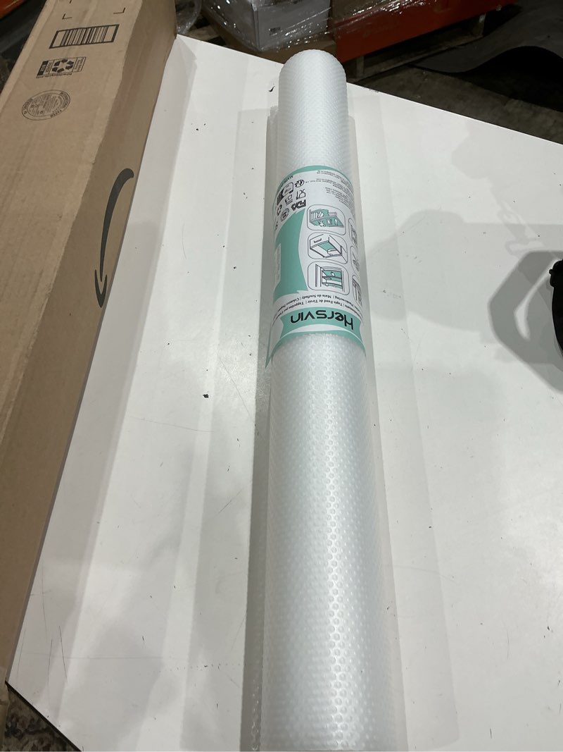 Condition photo showing New/Like New for hersvin shelf liner, 28 in x20 ft non-adhesive drawer liners eva kitchen cupboard cabinet covering undersink mat washable fridge lining paper for home office (clear/dot) clear dot 28"w x 240"l