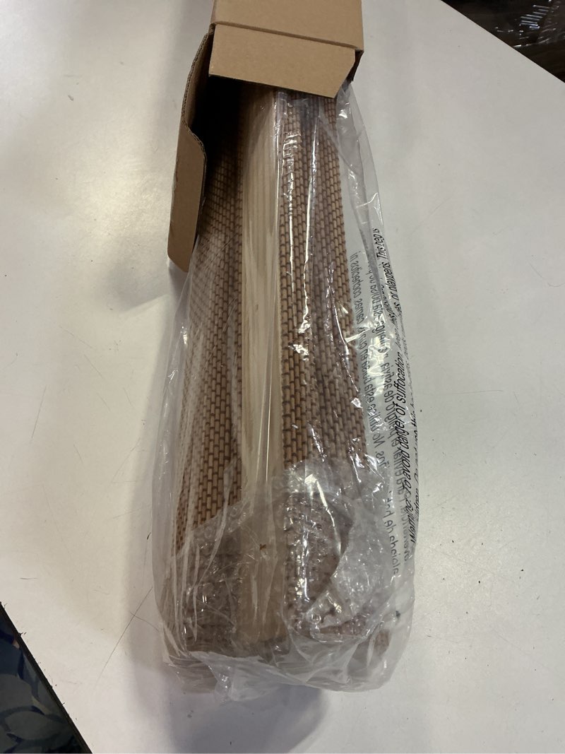Condition photo showing Good Condition for LazBlinds No Tools No Drill Cordless Bamboo Roman Shades, Light Filtering Window Treatment, Roll Up Bamboo Blinds for Windows 22'' W x 64'' H, Acorn Light Filtering-acorn 22" W x 64" H