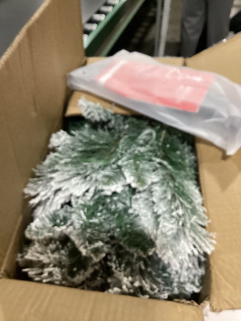 Condition photo showing As Is for 4 Ft Prelit Snow Flocked Christmas Tree with 150 Warm LED Lights, Premium Holiday Artificial Xmas Tree with 350 Realistic Branch Tips, Metal Stand for Indoor Home/Office Decor (Easy Assembly) 4ft Prelit Snow-flocked