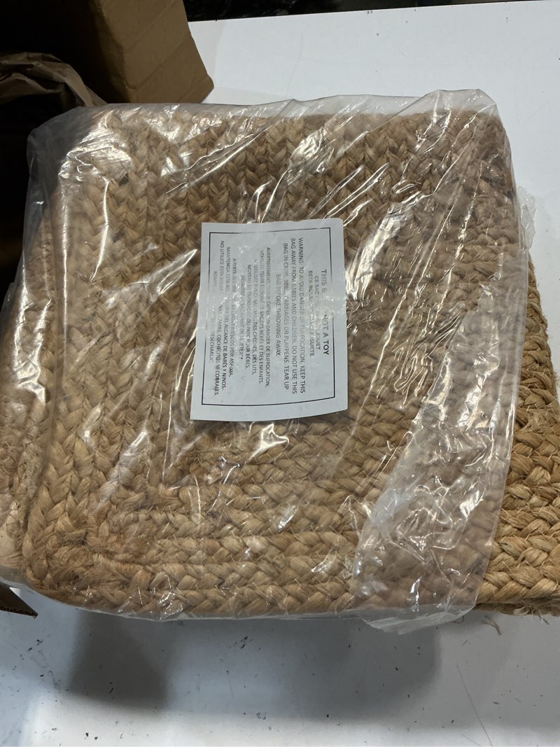 Condition photo showing Good Condition for jute rug 2'x3' area rug - pack of 2, hand woven jute braided boho rug for living room outdoor bedroom kitchen entryway farmhouse hallway, rustic vintage natural reversible floor rugs: natural jute natural jute 2'x3' (pack of 2)