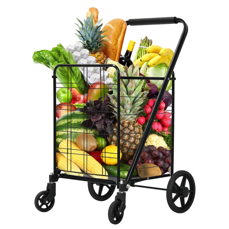 (Similar )220lbs Folding Shopping Cart with wheels Metal Utility Cart Grocery Cart Laundryo