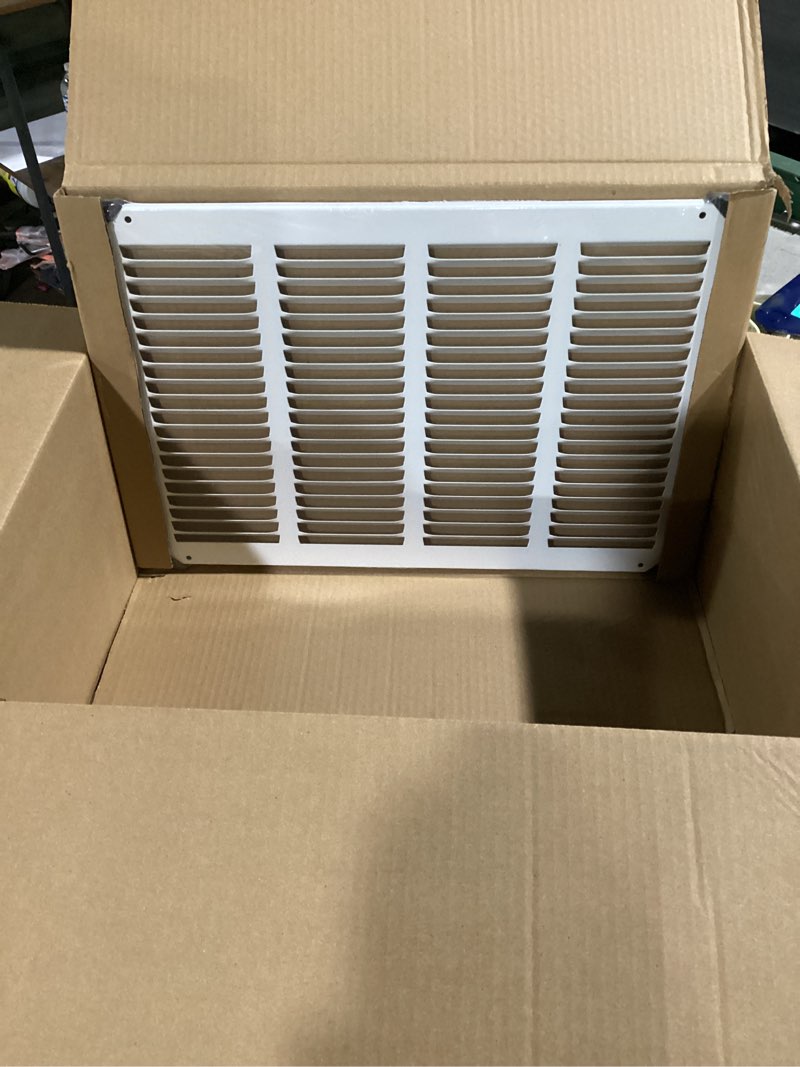 Condition photo showing New/Like New for steel return air grill,return air vent cover (duct opening) cold air return vent cover for wall or ceiling (16"w x 10"h duct opening)