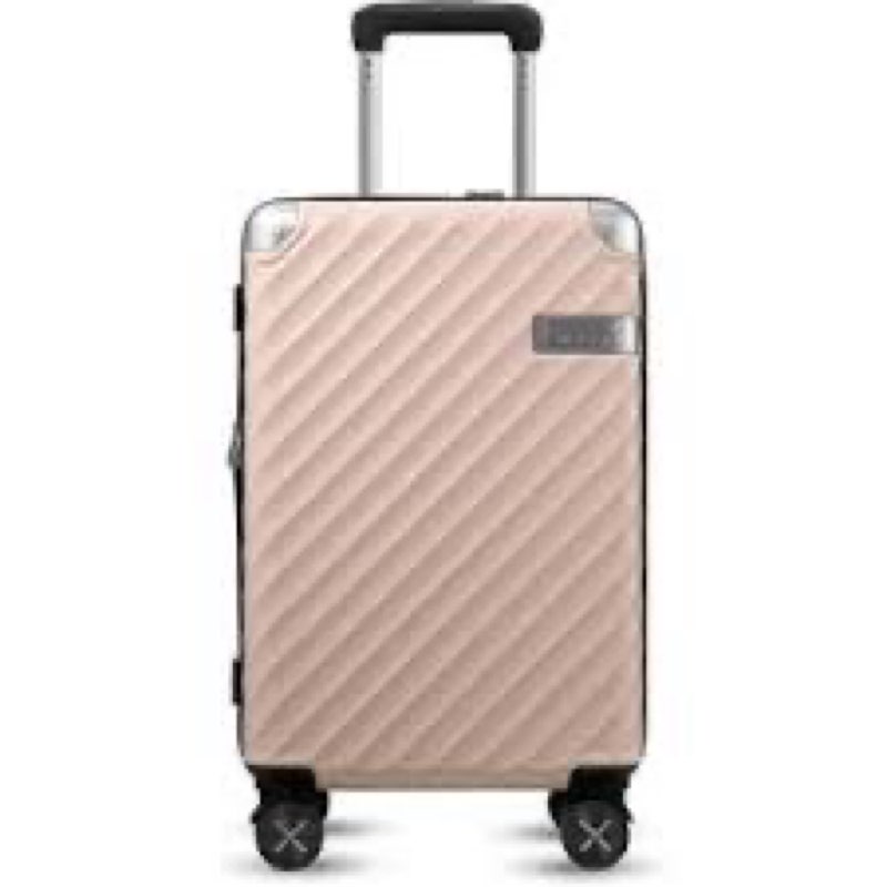 LUGGEX Luggage with Spinner Wheels, Polycarbonate Expandable Hard Shell Suitcase, Carry On 20 Inch, PINK