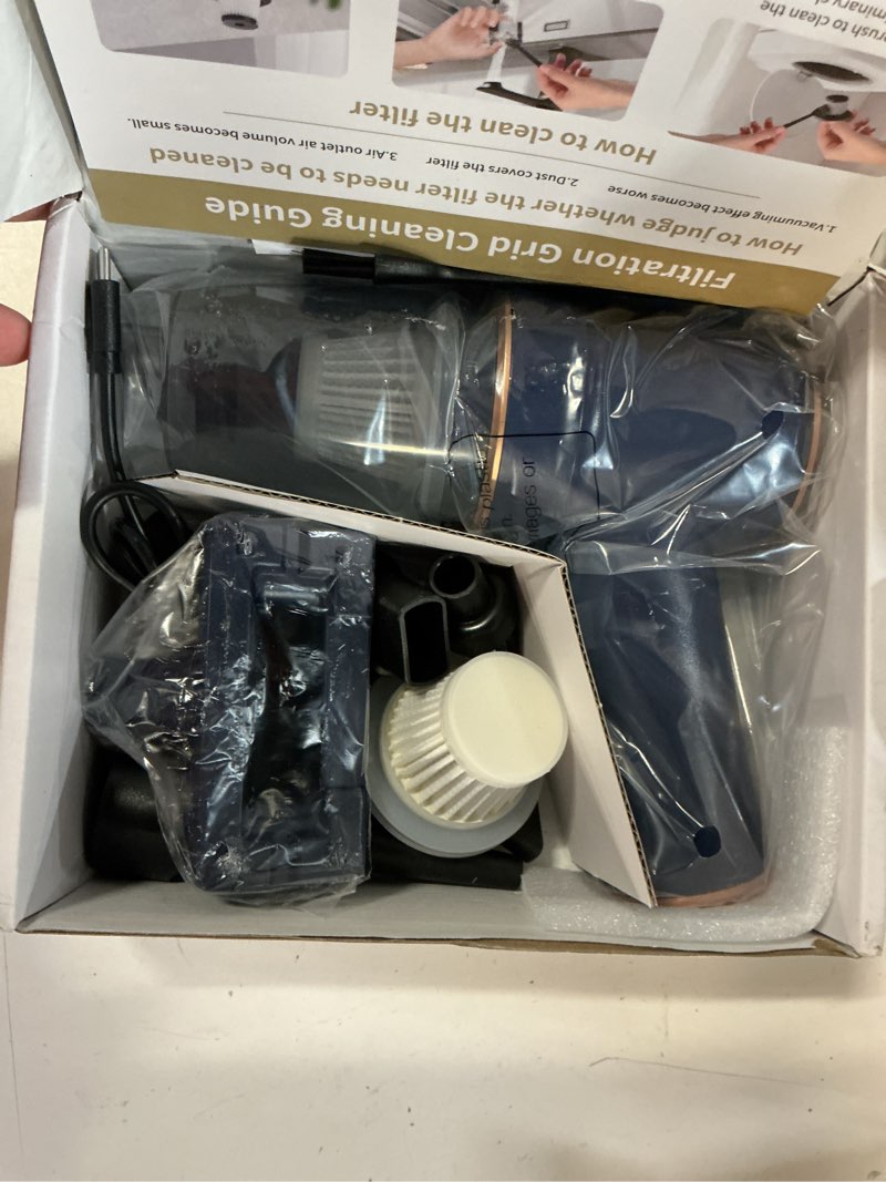 Condition photo showing Good Condition for KMM Handheld Car Vacuum Cleaner, 9000Pa Vacuum Cleaner and Air Duster, 120W High Power Hand Held Vacuum with LED Light and Multi-Nozzles for Car, Home, Office, Pet Blue