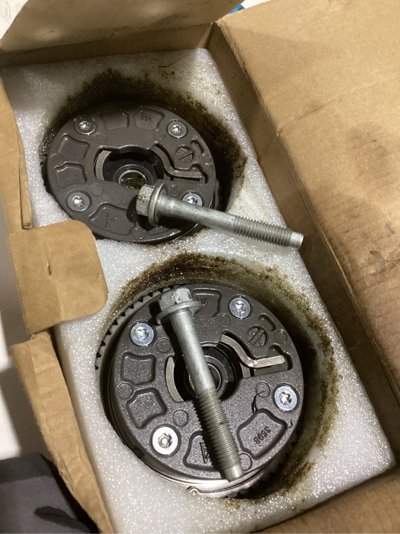 Condition photo showing As Is for 2pcs vvt sprocket gear intake & exhaust variable valve timing camshaft adjuster phaser for chevy malibu cruze spark trax, for buick encore 1.4l 1.5l l4, 2016-2022 - replace 12643698 916638
