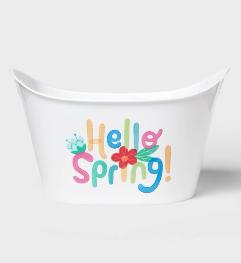 10\\\\\\\"x16\\\\\\\" Oval Plastic 'Hello Spring' Easter Tub White - Spritz™9 units 