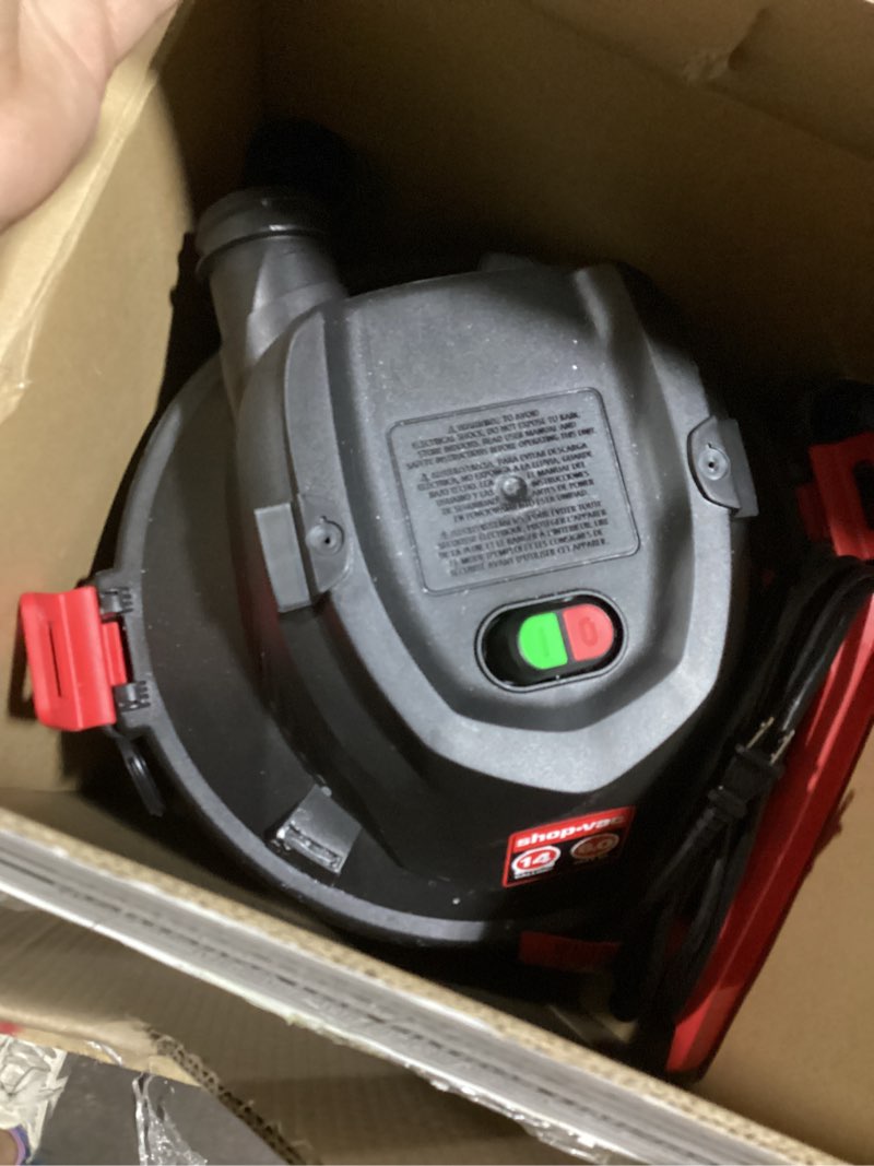 Condition photo showing As Is for shop-vac 14-gallon 6 hp corded wet/dry shop vacuum with accessories included