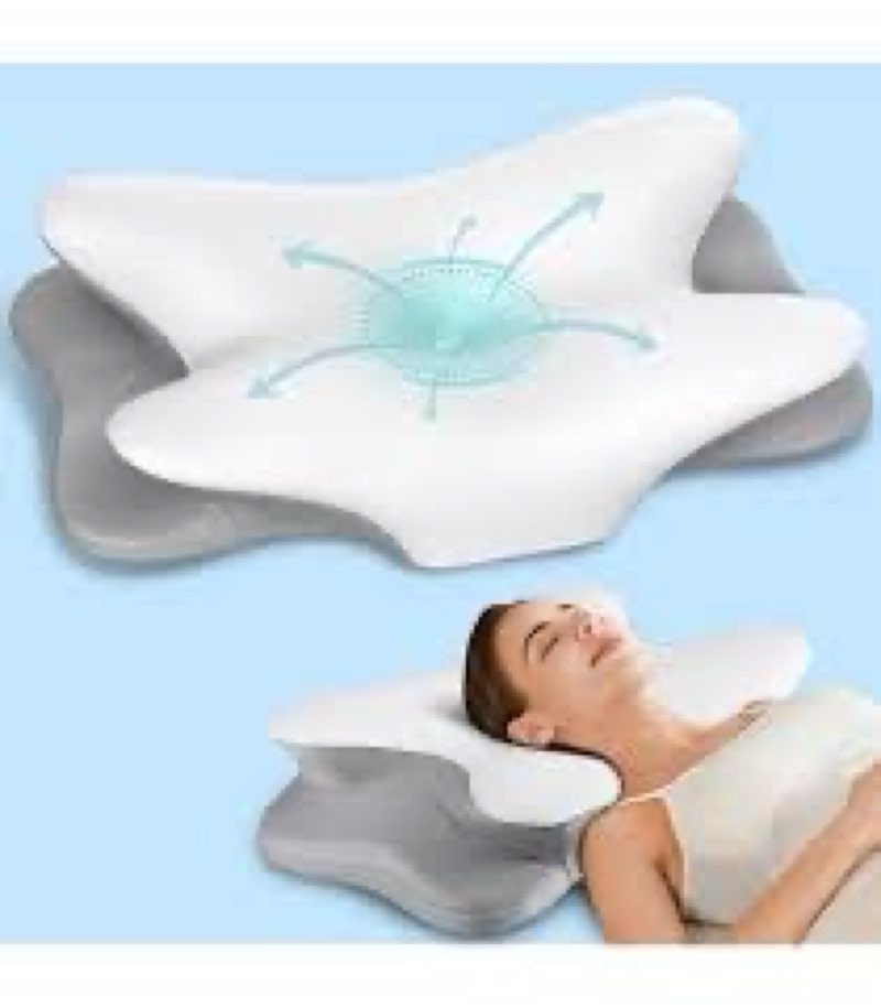 JINXIA Cervical Neck Pillow for Neck and Shoulder, Odorless Memory Foam Pillow with Soft Silk Case, Ergonomic Orthopedic Neck Support Pillow for Side, Back & Stomach Sleepers - Gray