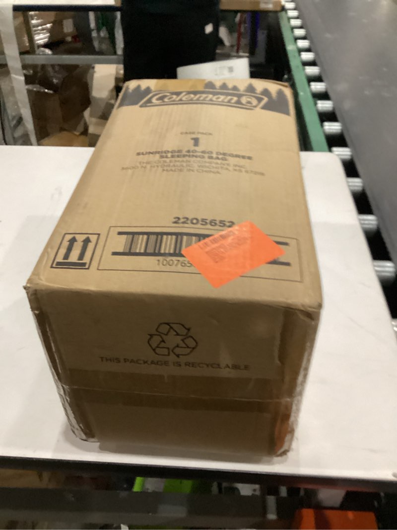 coleman sun ridge 40°f cool-weather sleeping bag, lightweight adult sleeping bag with soft trim & draft tube, machine washable pfas-free