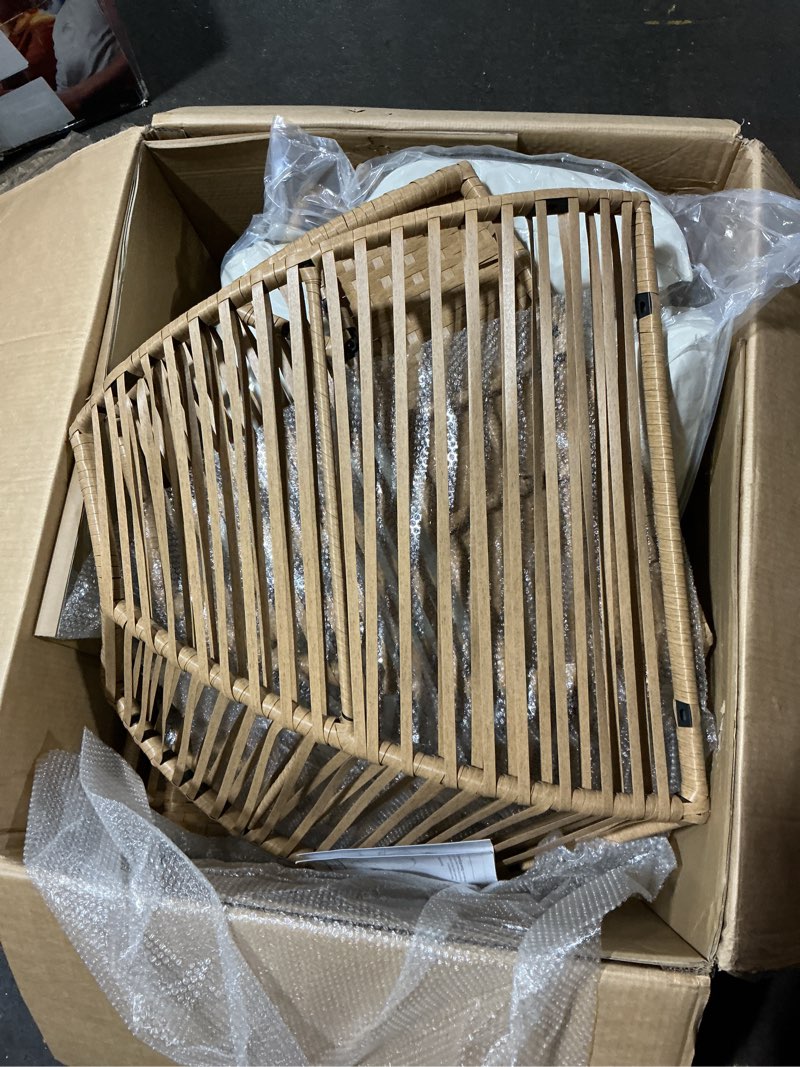 Condition photo showing New/Like New for vongrasig outdoor wicker egg chair pe rattan chair with cushion, oversized patio lounge chair for outdoor, indoor, balcony, backyard, garden, beige