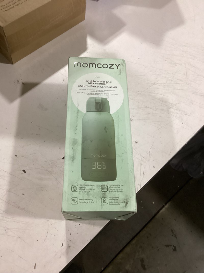 Condition photo showing New/Like New for momcozy portable bottle warmer for travel – dual heating modes for breast milk & water, portable milk warmer with fast heating & long battery life, 17 ounces large capacity to meet your all-day needs gradual change of green