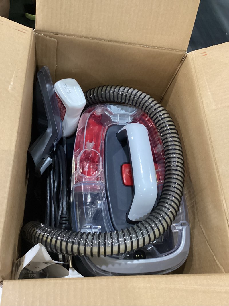 Condition photo showing As Is for USED NOT TESTED Hoover CleanSlate Plus Portable Carpet + Upholstery Spot Cleaner Machine, Powerful Suction with Versatile Tools, Pet Stain Remover, Car and Auto Detailer, Pair with Hoover Carpet Cleaner Solution