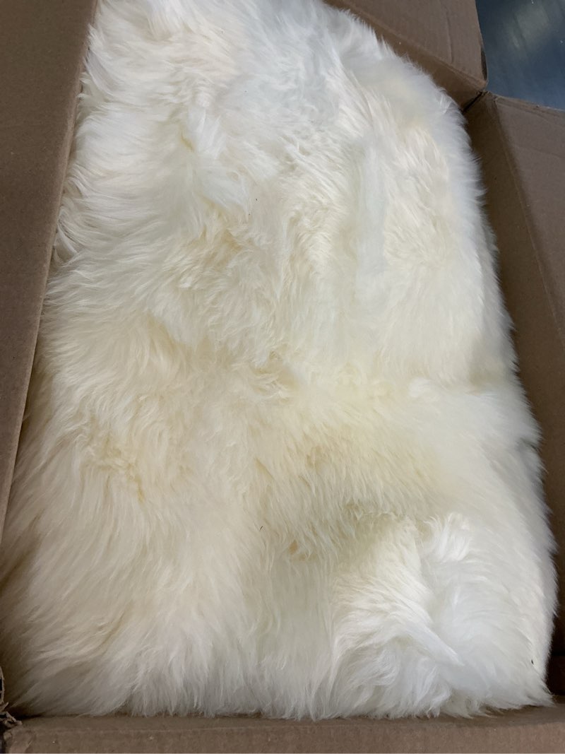 Condition photo showing Good Condition for waysoft new zealand sheepskin area rug – genuine fluffy wool, multiple sizes, bedroom or living room decor(6ft x 7ft,ivory) natural (yellow-white ivory) 6' x 7' (natural)