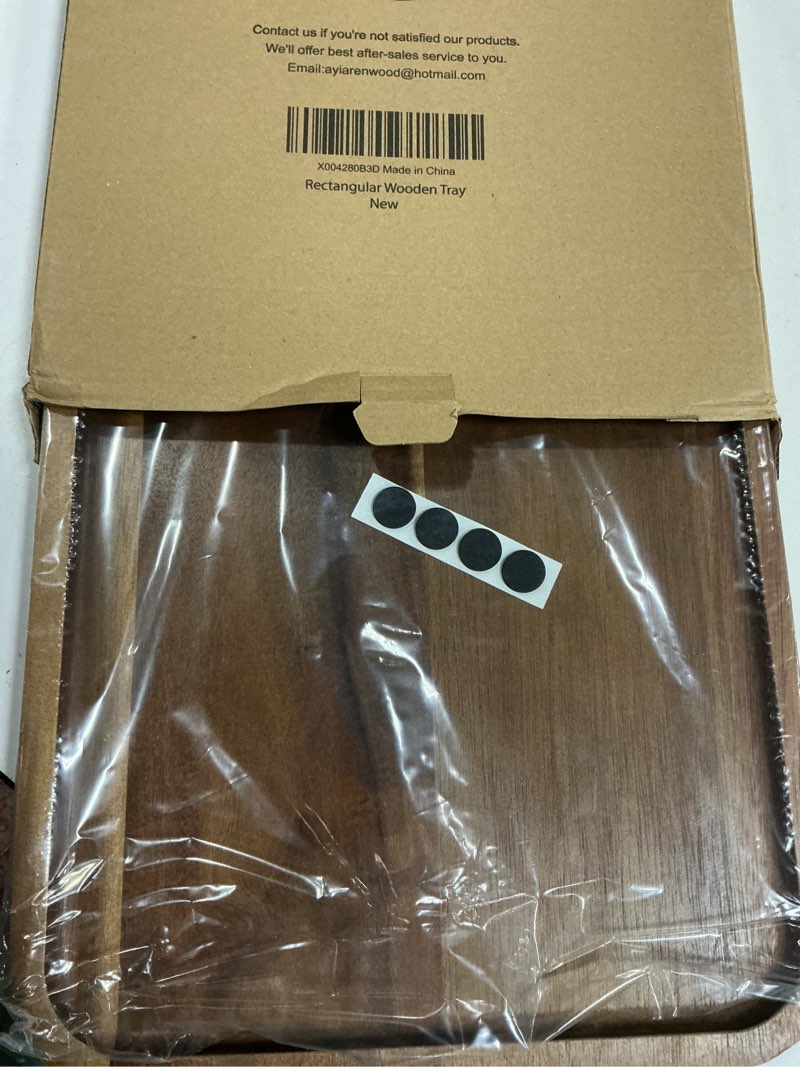 Condition photo showing New/Like New for 16" x 10" Rectangle Serving Trays Wooden Charcuterie Boards Rectangular Large Serving Platters for Cookie, Snack, Appetizer, Dessert, Party Food Dish Acacia Wood Kitchen Platter Tray Cheese Board 16" x 10" x 0.8"