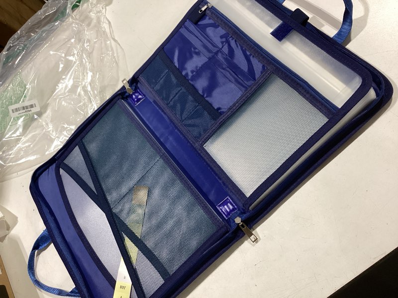 Condition photo showing Good Condition for onvvippiv file organizer fireproof expanding accordion file folder with zipper labels13 pockets document organizer holder storage box bag for business office receipt home travel blue classic