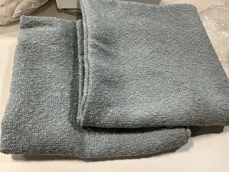Condition photo showing Good Condition for FUTEI Pack of 2 Dusty Blue Boucle Accent Decorative Throw Pillow Covers,22x22 Inch Soft Solid Textured Cushion Case,Home Decor for Couch Bed Living Room Dusty Blue 22" x 22" (Pack of 2)