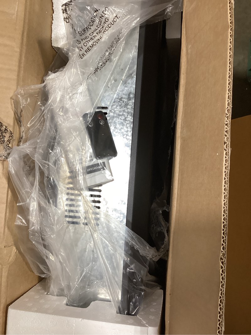 Condition photo showing Good Condition for similar product not like stock photo similiar33 inches electric fireplace inserts, recessed and wall mounted fireplace heater, linear fireplace w/thermostat, remote & touch screen, multicolor flame, timer, log & crystal, 750w/1500w 33\"