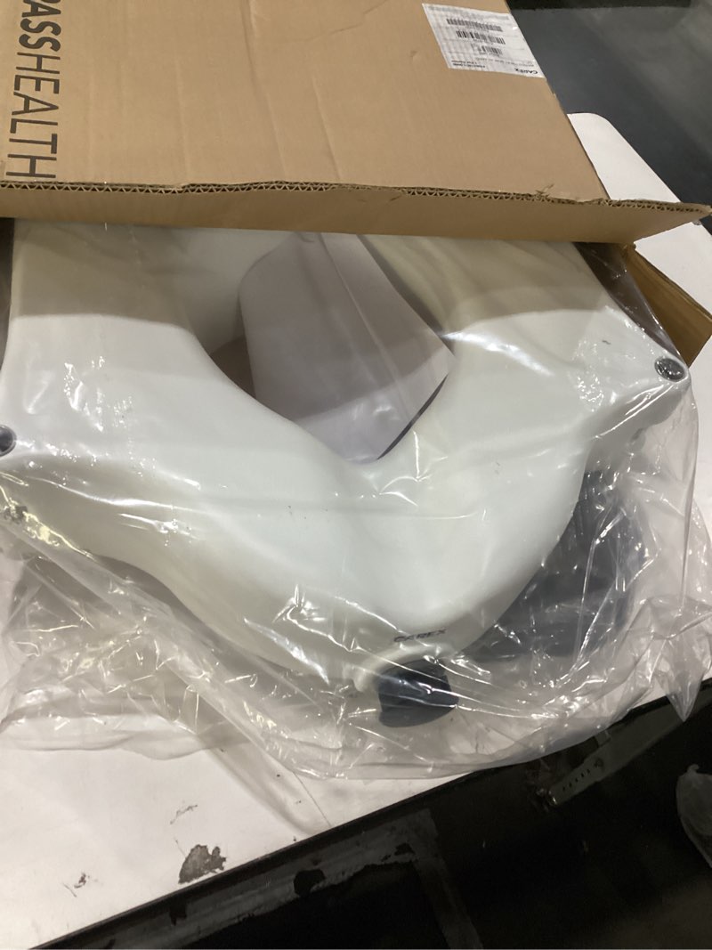 Condition photo showing New/Like New for Carex E-Z Lock Raised Toilet Seat with Handles - 4.5 Inch Toilet Seat Riser with Arms, Toilet Riser Fits Most Toilets, Elongated or Round, Toilet Seat Lifter, White