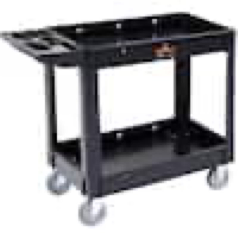 2-Shelf Utility Service Cart 550 lbs. Plastic Rolling Utility Cart with 360° Swivel Wheels and Ergonomic Storage Handle