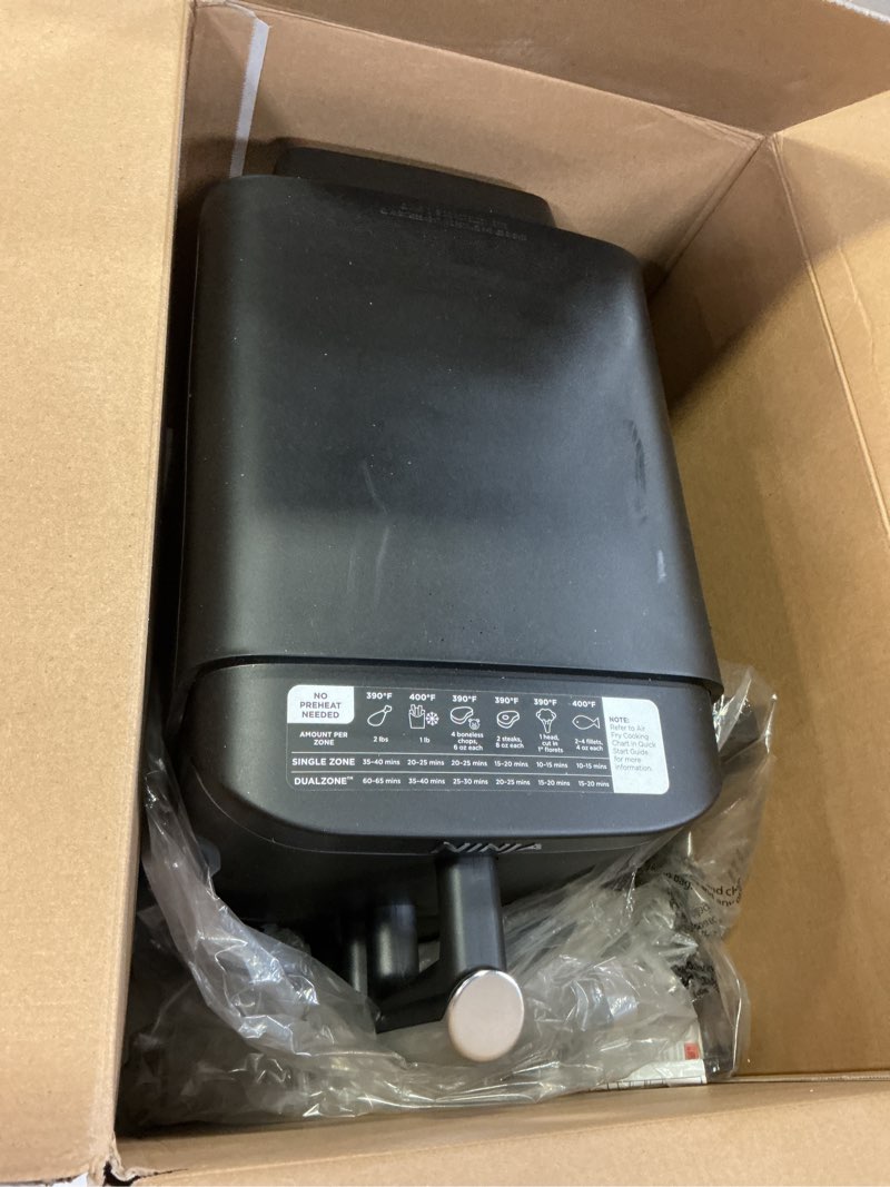 Condition photo showing Good Condition for Ninja Air Fryer, 8 QT DoubleStack 2-Basket, Space Saving Design, Cooks 2lb Chicken Wings, Feeds up to 6 People, 6-in1 Air Fryer, Roast, Bake & More, Easy to Clean, Dishwasher Safe Parts, Black, SL201