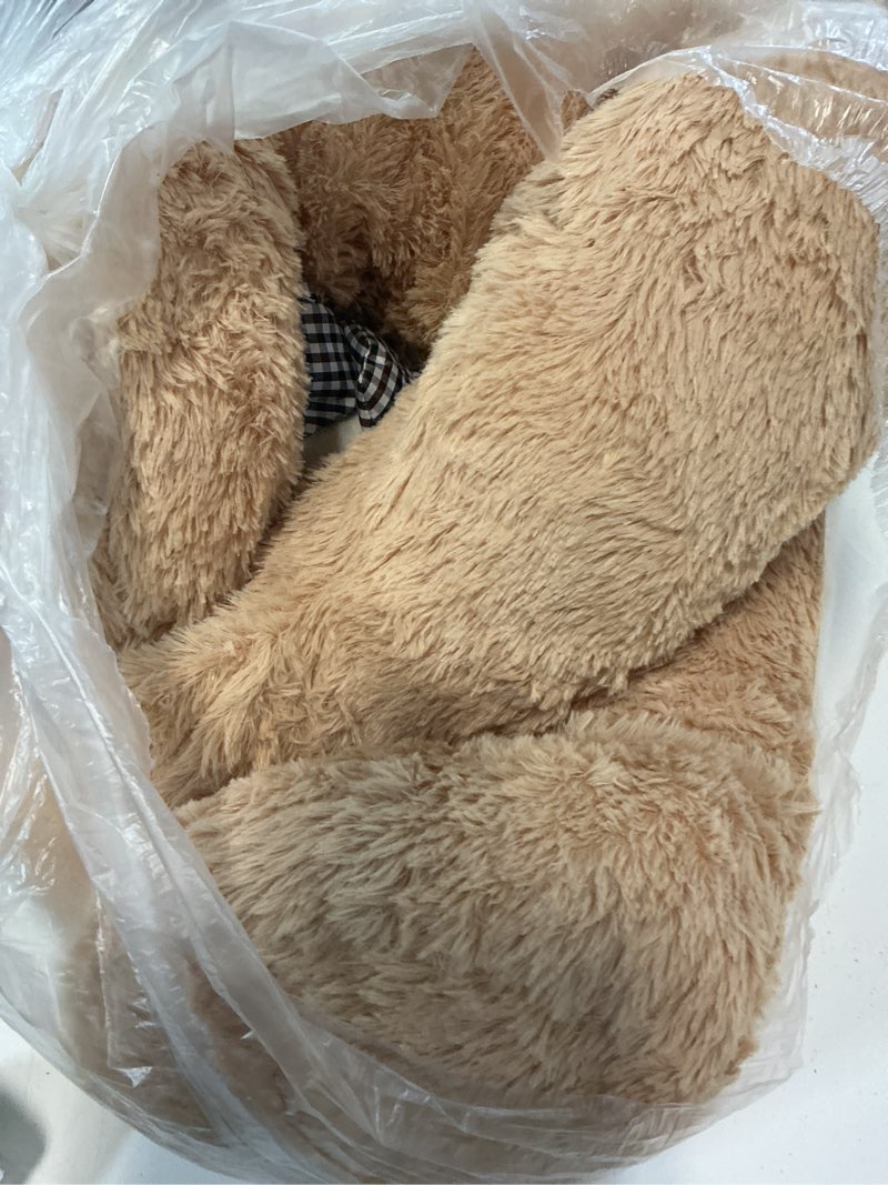 Condition photo showing Good Condition for 47 inch big giant teddy bear stuffed animals, light brown soft plush life size bear toy all ages gift for children/girlfriend/valentine's day/christmas/birthday/baby shower/wedding/party decorations