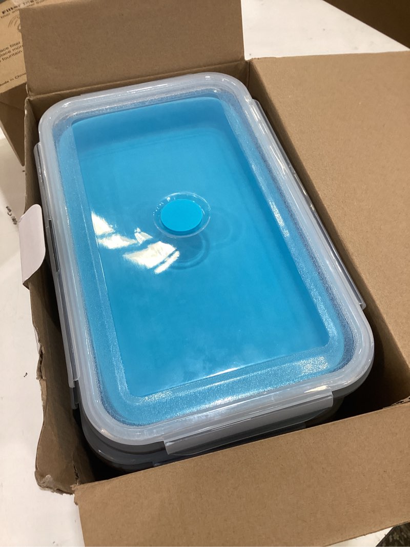 Condition photo showing Good Condition for extra large collapsible food storage containers with lid & air vent, 81 oz, 4 pack, xxl collapsible marinade container bbq prep foldable silicone containers, microwave freezer dishwasher safe, blue blue | xxl 81 oz | 4pc-2