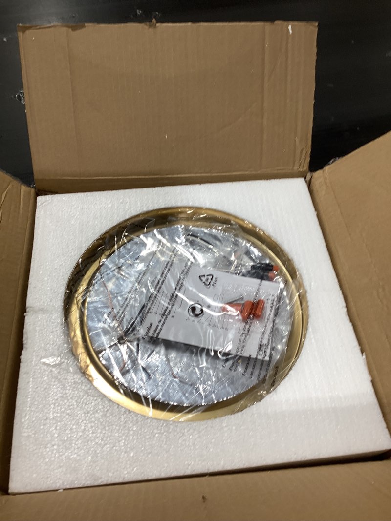 Condition photo showing New/Like New for Darkaway Large Ceiling Light Fixtures 3-Ight Flush Mount Indoor Outdoor Ceiling Light with Seeded Glass Shade for Hallway Kitchen Bedroom Porch Living Room Dining Room Gold Finish Gold 13.38inch