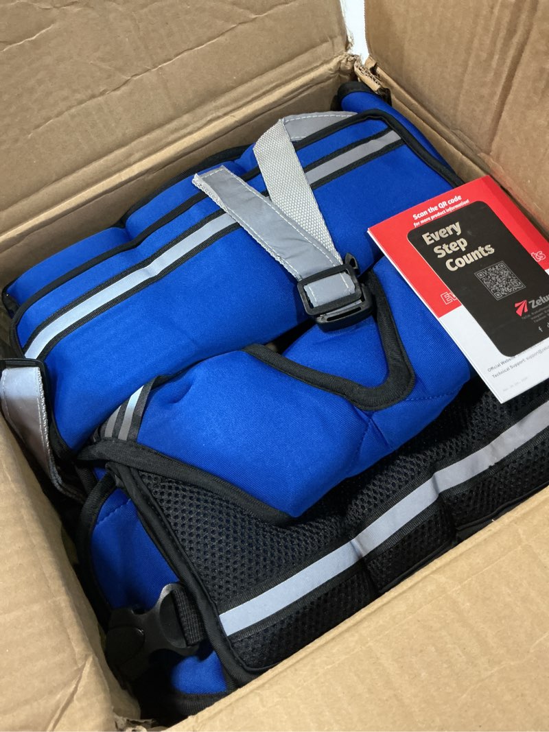 Condition photo showing Good Condition for zelus weighted vest for men and women | 4-10lb/11-20lb/20-32lb vest with 6 ironsand weights for home workouts | adjustable body weight vest exercise set for cardio and strength training 20-32 lb. blue
