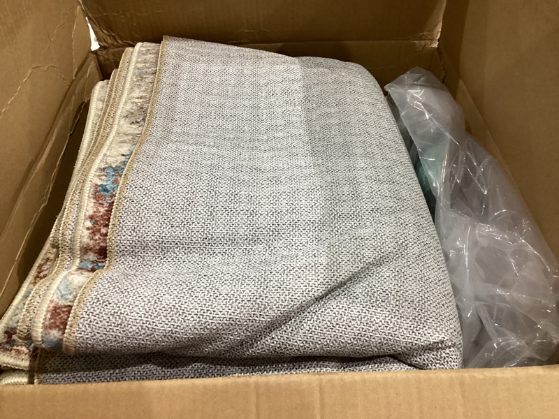 Condition photo showing Good Condition for WITSHOCK 7x9 Area Rugs for Living Room: Machine Washable Non Slip - Low Pile Modern Abstract Carpet for Bedroom Kids Room Dining Room - Stain Resistant for Household - Pet Owners (Multicolor) 7' x 9' (Rectangular) Cream White/Gray-blue/Light Brown-red