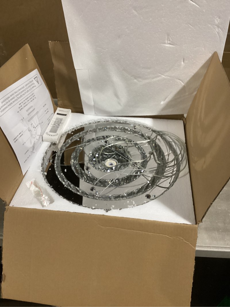 Condition photo showing New/Like New for Modern LED Chandelier 3 Rings Crystal Chandelier Stainless Steel Adjustable Pendant Light for Living Dining Room Bedroom (Dimmable)