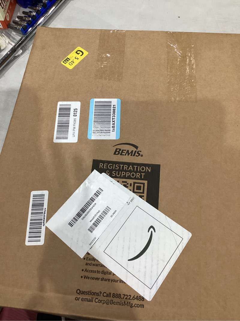 Condition photo showing Good Condition for Mayfair Padded Toilet Seat with Chrome Hinges, Soft Vinyl over Wood Core Seat, Made in USA, Round, White Elongated Seat