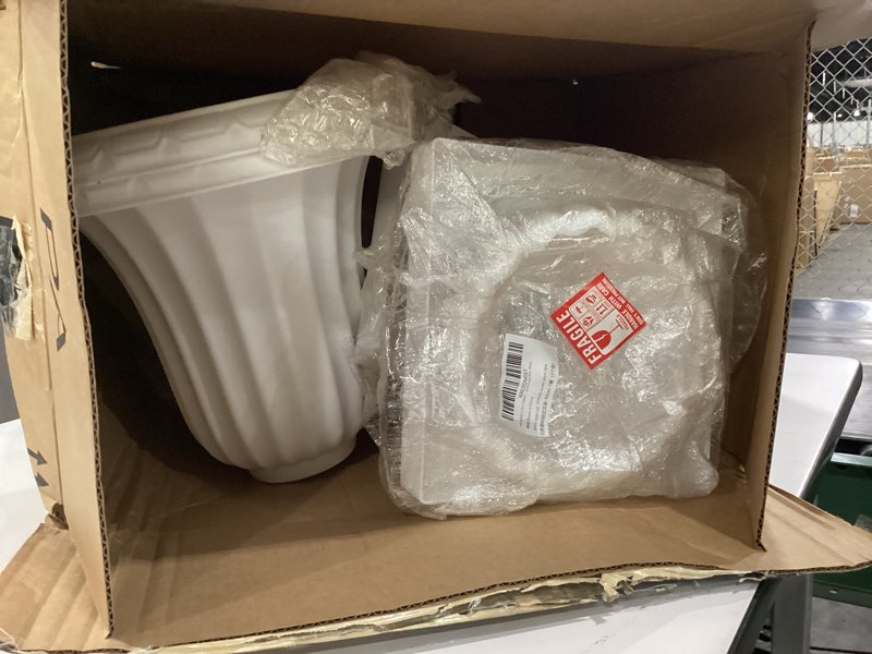 Condition photo showing New/Like New for nuptio 2 pcs classic urn planter, 19.7 inch tall large plastic outdoor urns planters, pedestal flower vases plant pot, resin grecian plants pots for garden porch front door, white 19.7 inches height- 2 pcs