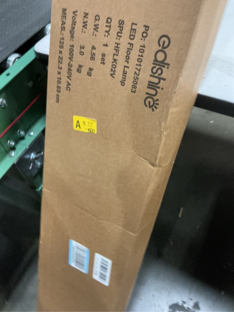 Condition photo showing New/Like New for EDISHINE Wooden LED Corner Floor Lamp, Modern Standing Light with Remote, Minimalist Dimmable Floor Lamps for Living Room, Bedroom, Office, 7 Color Temperature 2700~6000K, 48.43" Dark Walnut