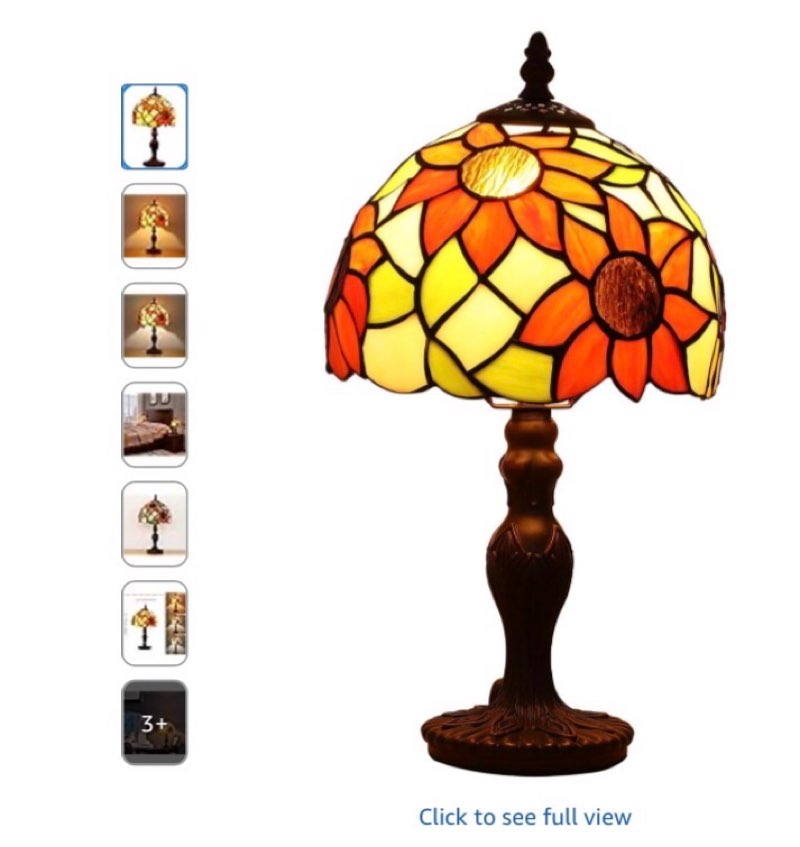BMXKPO Tiffany Lamp Stained Glass 3 Way Table Lamp,Yellow Sunflower Bedside Table Lamp LED E26 Bulb,