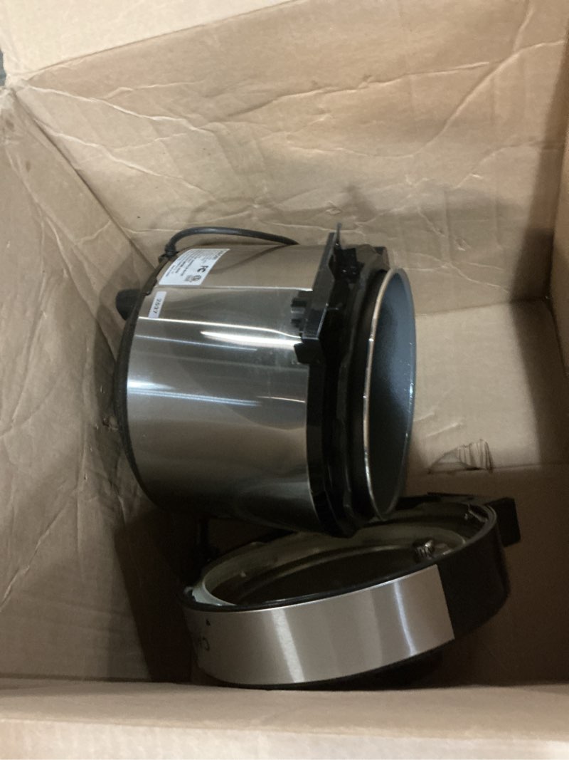 Condition photo showing As Is for 9-in-1 electric pressure cooker, 1000w instant multi-cooker with imd touchscreen, olla de presion, non-stick pot, rice cook, slow cook, steamer, sauté, warmer, safe venting, silver 8 qt 8 quarts imd silver