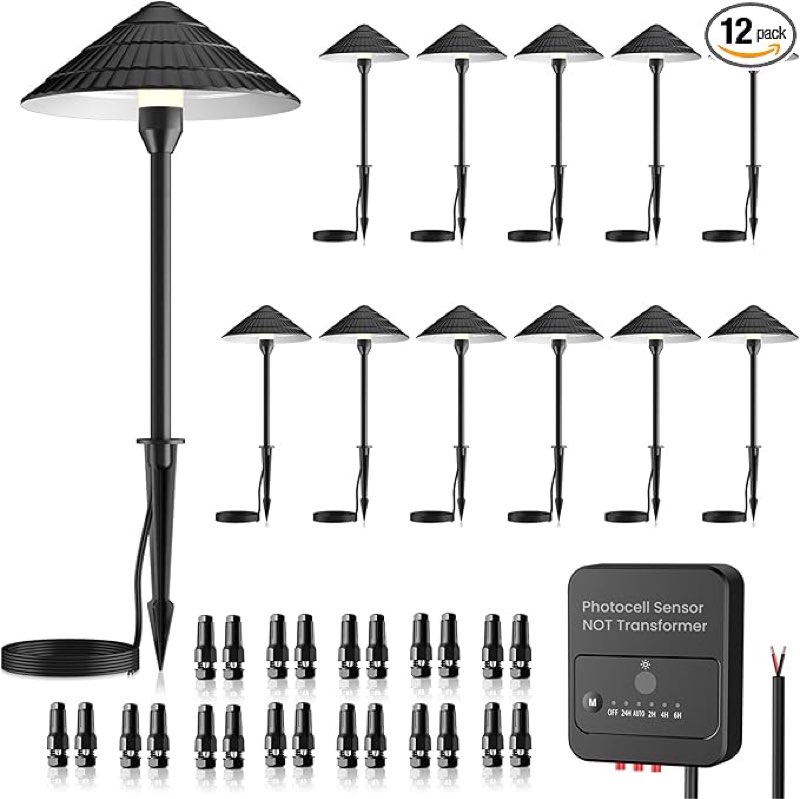 ZZXX LED Low Voltage Pathway Lights 5W 2700K LED Outdoor Landscape Lighting with Photocell 12-24V Ca