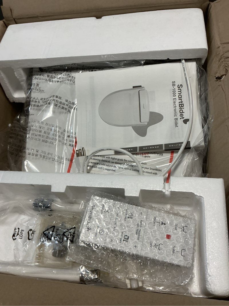 Condition photo showing Good Condition for SmartBidet® SB-1000WE Electric Smart Bidet Toilet Seat with Heated Seat, Warm Air Dryer, Temperature Control Wash, and Remote Control, Elongated Seat Elongated Remote Control