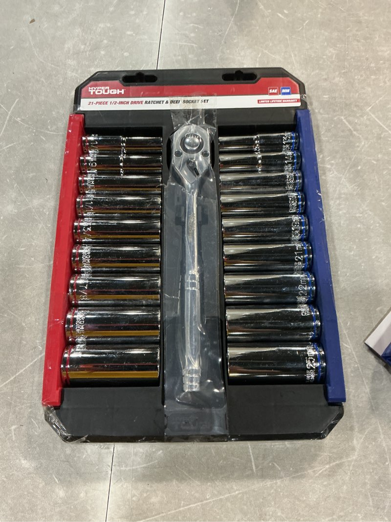 Condition photo showing Good Condition for hyper tough 21-piece 1/2-inch drive deep ratchet and socket set (sae and mm)