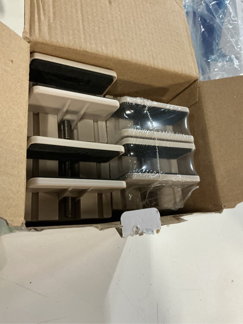 Condition photo showing Good Condition for bed risers with adjustable screw clamp, fits thickness of furniture frame from 0 to 1.5 inch, elevation in heights 2" heavy duty risers for table cabinet dresser support up to 5000lbs (4pack, beige) beige 2'', fits furniture frame below 1.5"