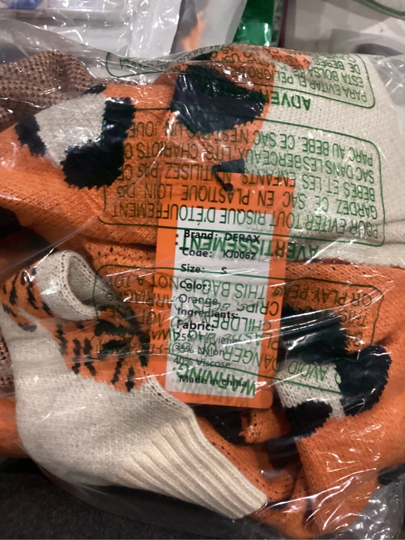 Condition photo showing Good Condition for DERAX Women's Oversized Leopard Tiger Print Cardigan Sweaters V Neck Long Sleeve Color Block Loose Fit Button Down Jacket Orange S