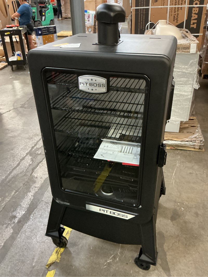 Condition photo showing As Is for pit boss dx series vertical 4 series 1300-sq. in black pellet smoker