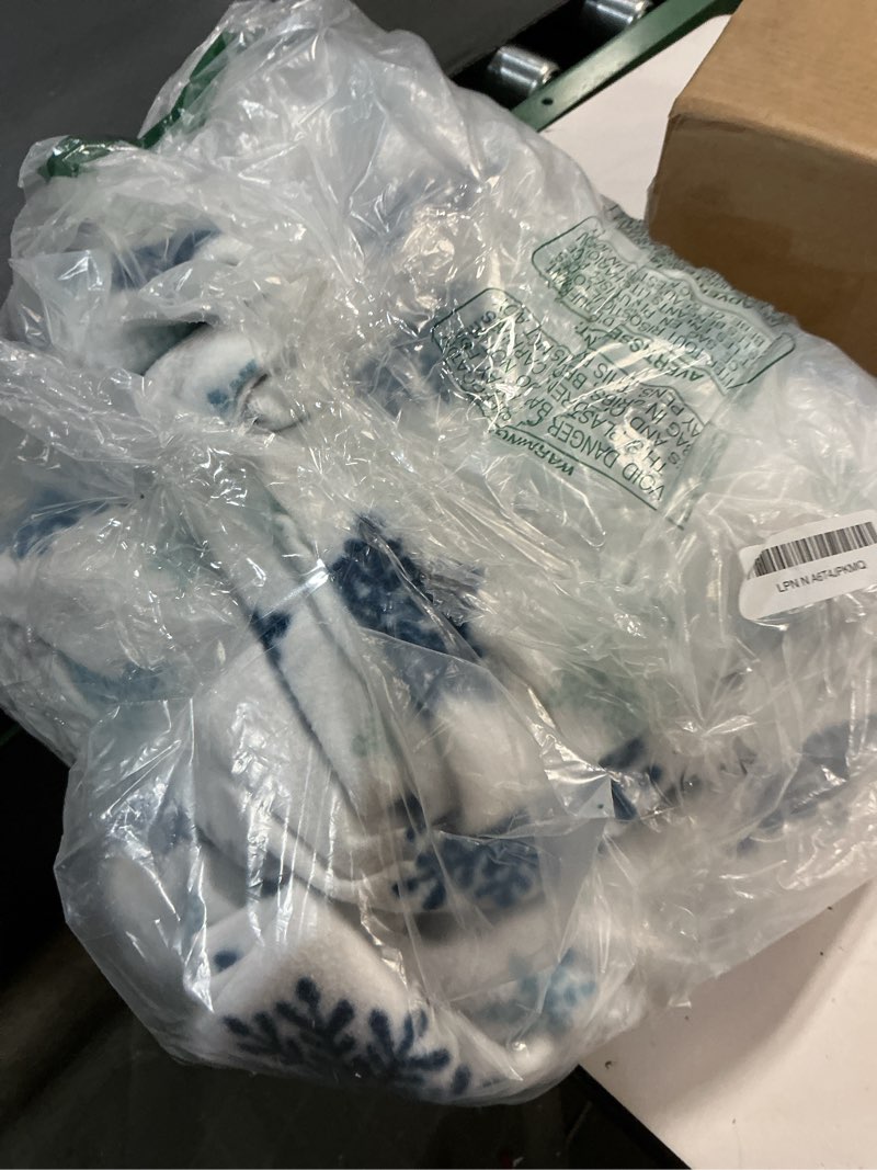 Condition photo showing As Is for Softan Christmas Fleece Sheets Full Size, Flannel Like Soft, Velvet Polar MicroChristmas Fleece Sheets for Winter, Snowflake Snowflake Full